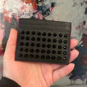 Christian Louboutin Card Case Leather Black Spike Studs Bus... | Color: Black